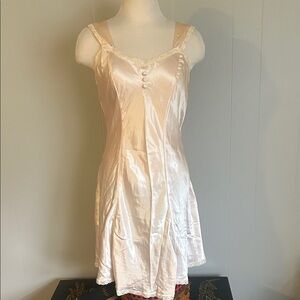 Vintage blush pink lingerie nightgown with lace trim